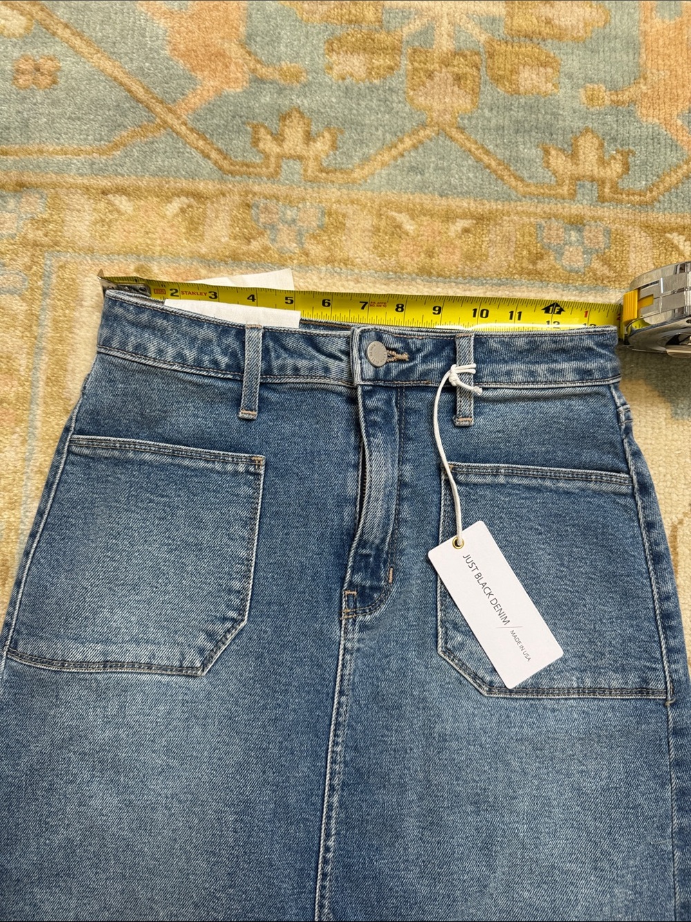 Mid Wash Denim Midi Skirt with Front Slit - Blue - Picture 5 of 11